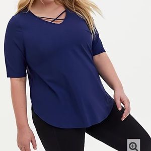 Navy Crisscross Wicking Tech Active Tee